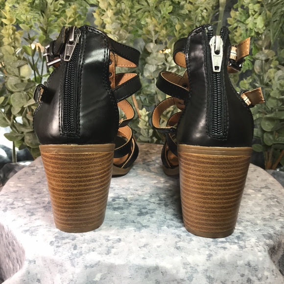 Mossimo Women’s 8.5 Black Banded Opened Up 3.25” Block Heel Zip-Up Sandals ☀️ - Picture 7 of 14